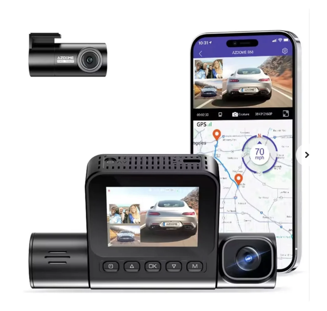 Azdome 3-Way Dashcam with 4G