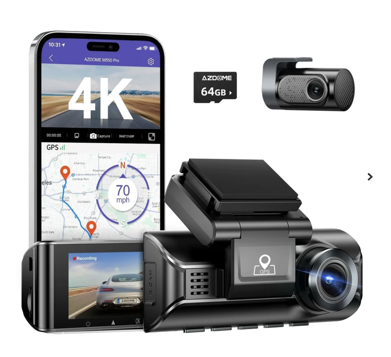 Azdome 3-Way Dashcam